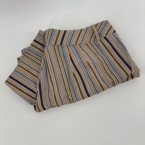 Lane Bryant Womens Striped Casual Pants Size 14 Tan Blue Green Cotton Blend